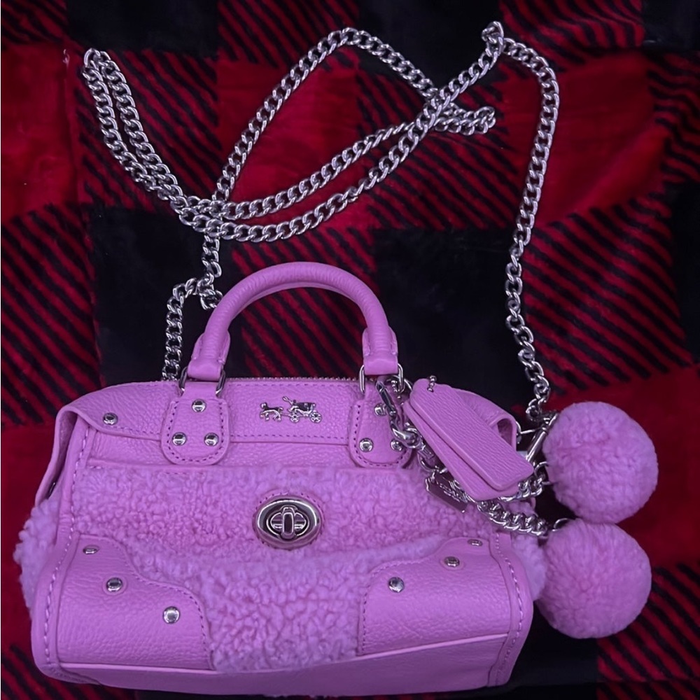 Coach Shearling Rhyder Mini Satchel Handbag